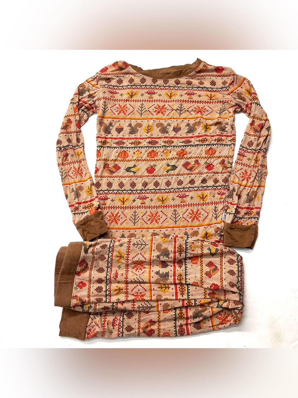 Little Sleepies Fair Isle Thanksgiving Turkey Pumpkin Fall Pajamas Set Bamboo